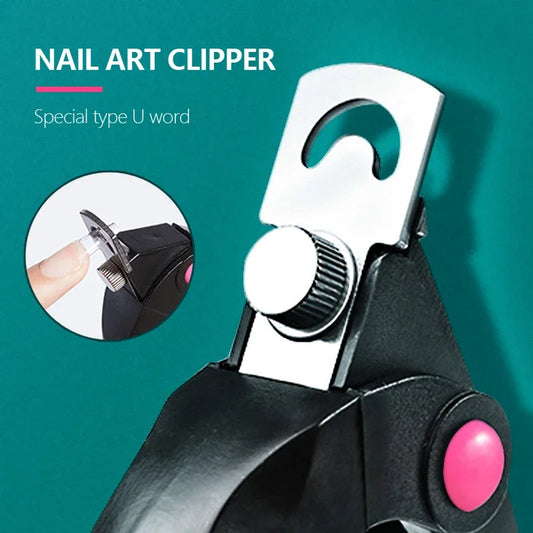 NailPop Acrylic Nail Clippers – Black Professional Dial Stainless Steel Blade for Fake Nail Trimming