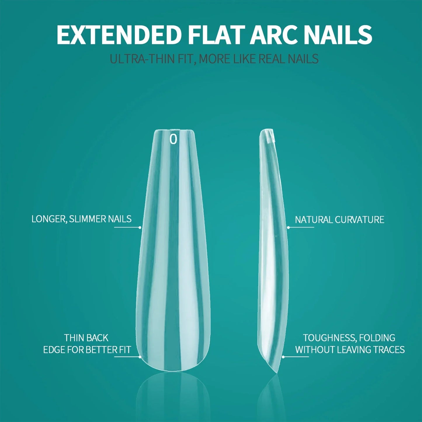 Long artificial nail capsules coffin style – NailPop Elite