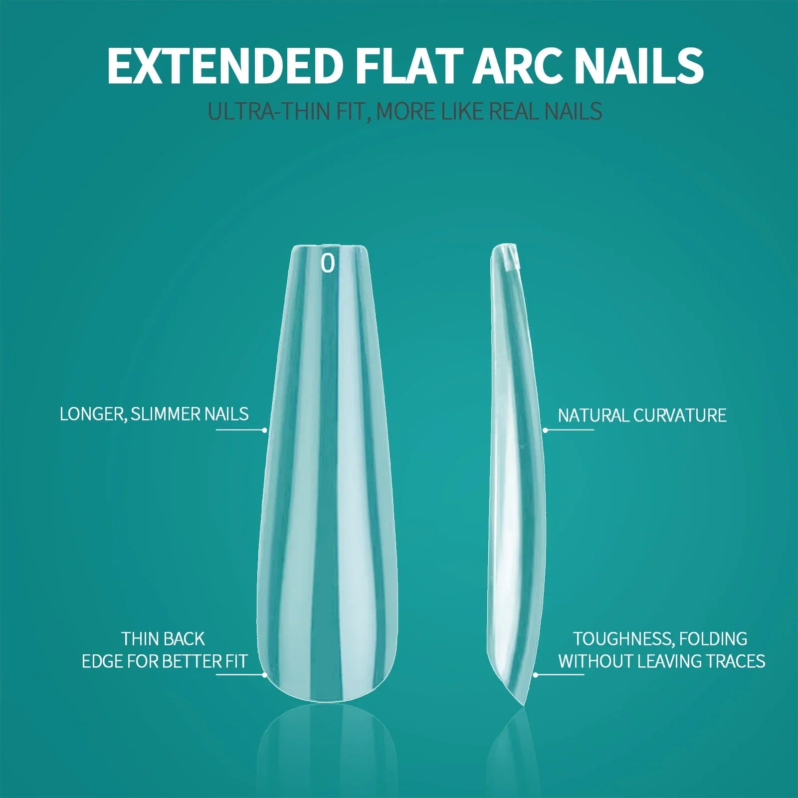 Long artificial nail capsules coffin style – NailPop Elite