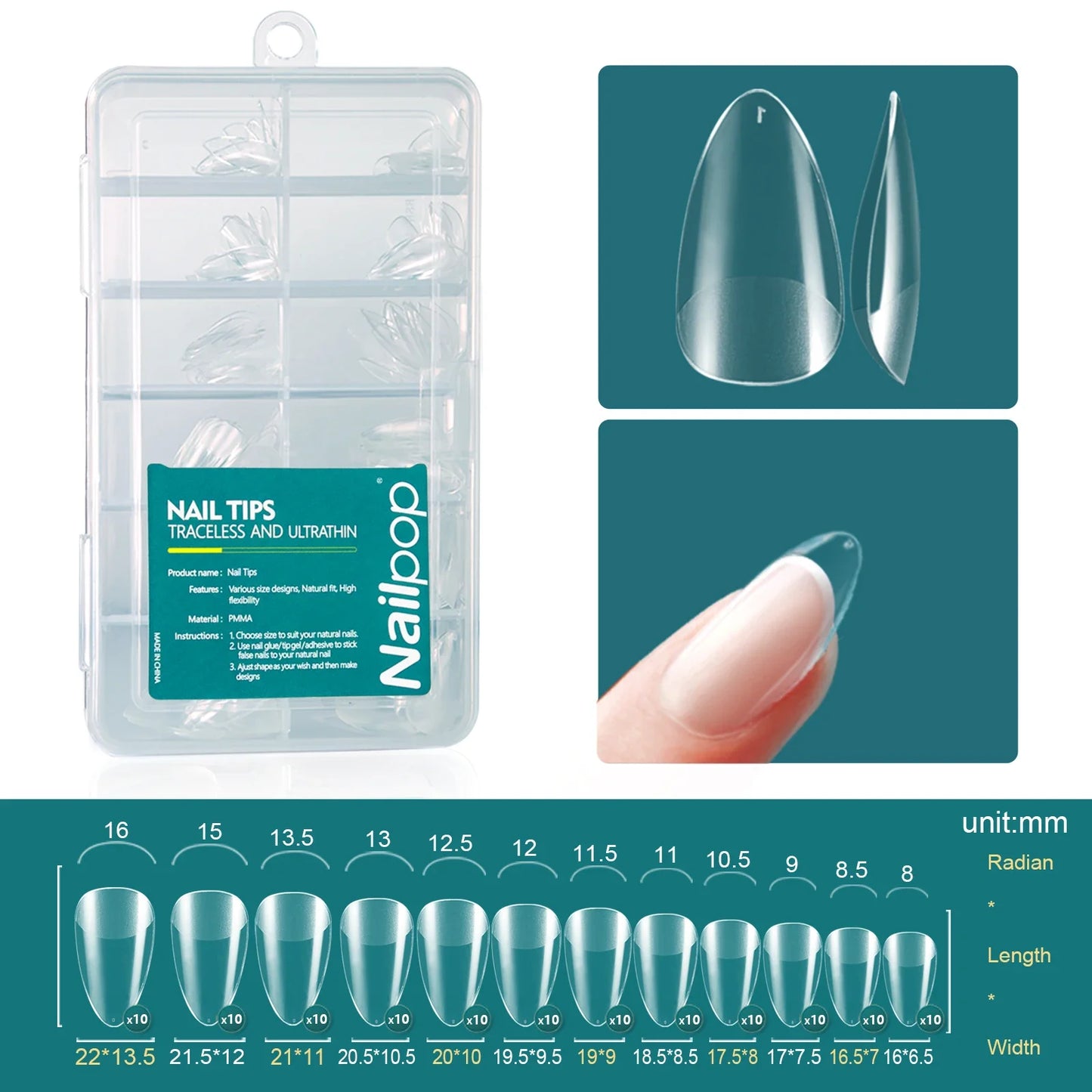 NailPop Soft Gel Tips – Short & Medium Length Acrylic Artificial Nail Capsules | NailPop Elite