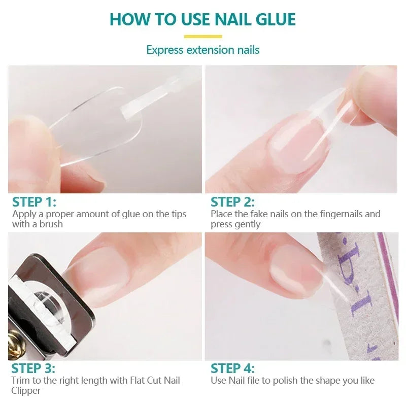 NailPop Nail Glue for False Tips – Glitter Acrylic Nail Adhesive with Brush | NailPop Elite