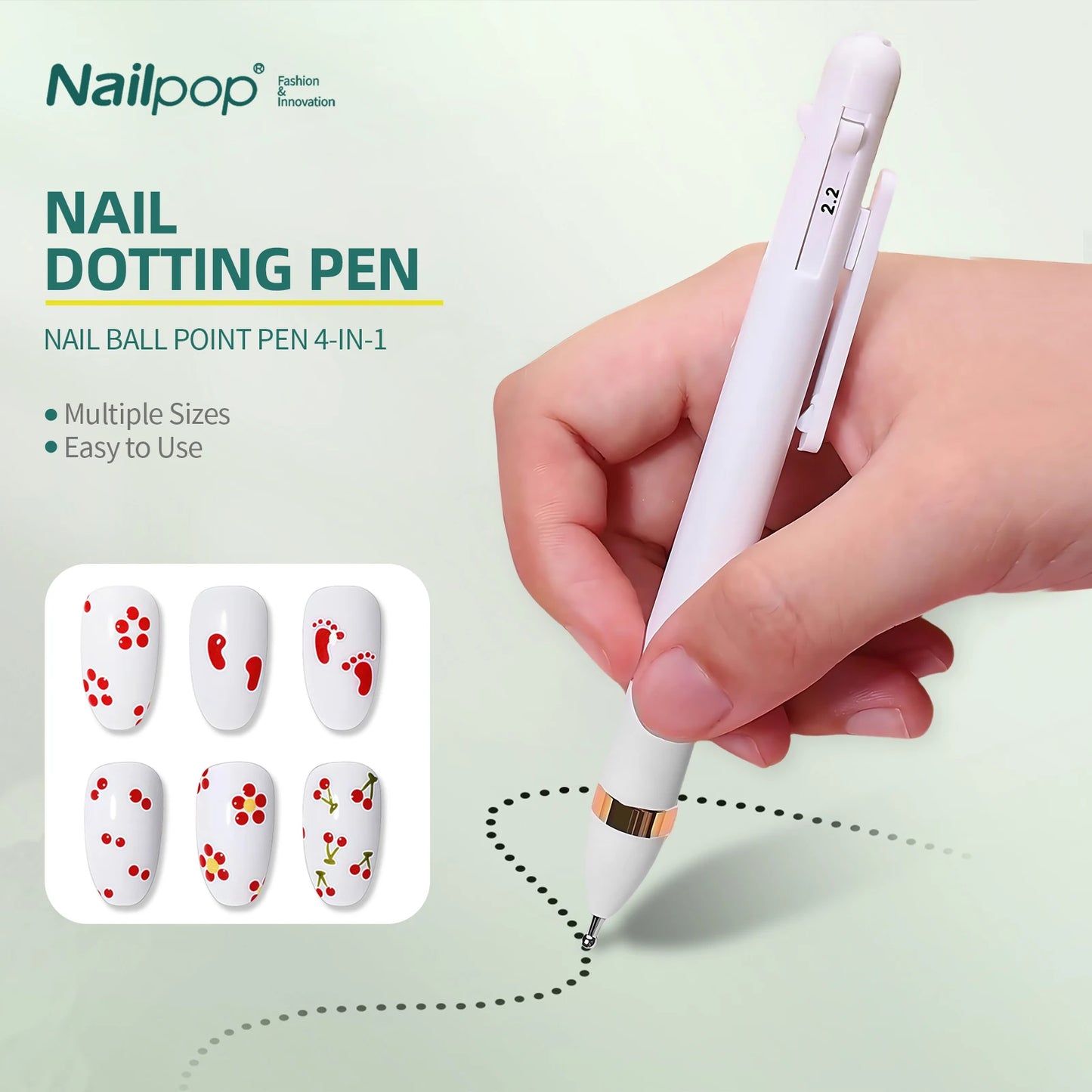 NailPop 4-IN-1 Nail Art Dotting Pen – Precision Rhinestone & Manicure Tools | NailPop Elite