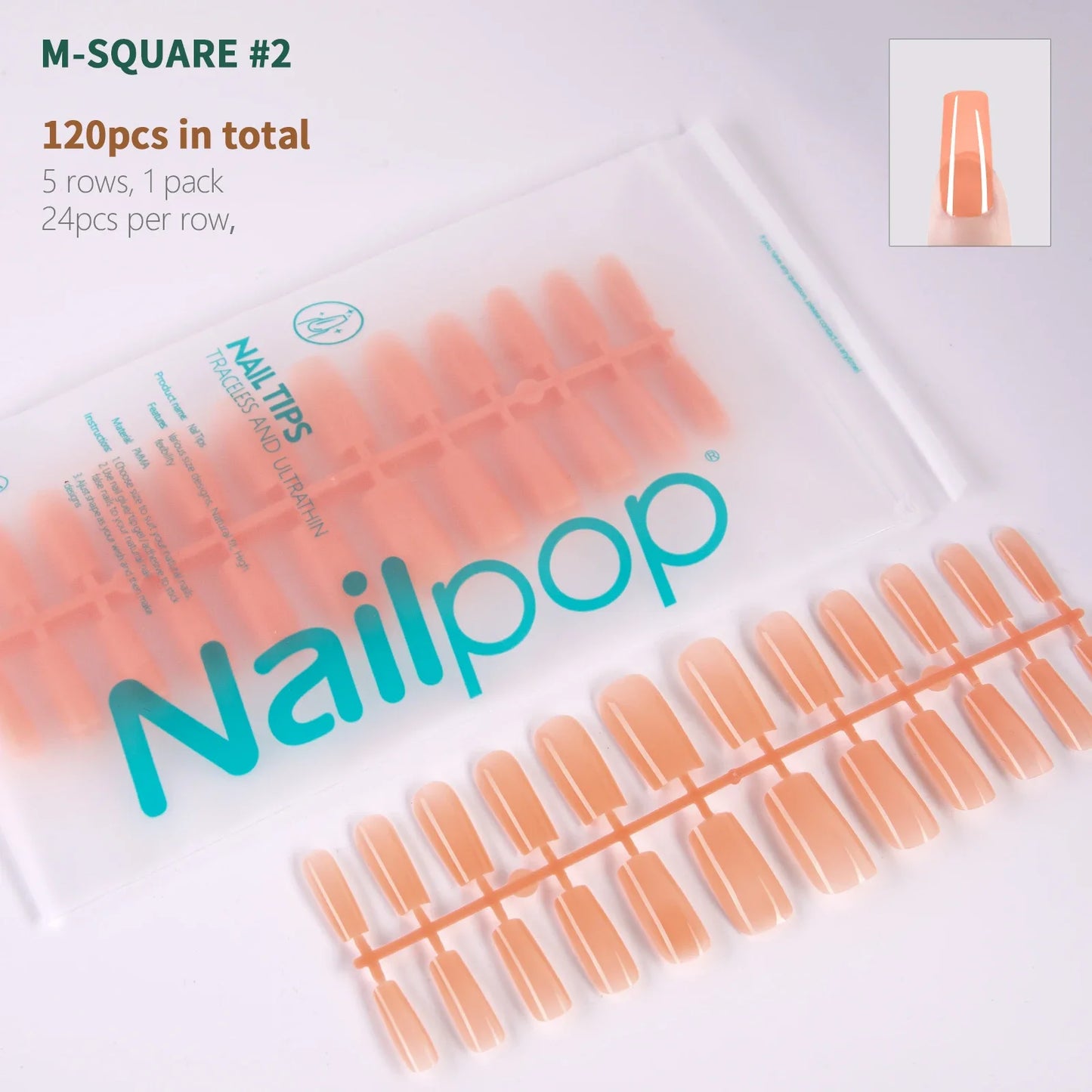 NailPop N64 Artificial Nail Extensions – Nude Soft Gel Coffin, Almond & Square Styles | NailPop Elite