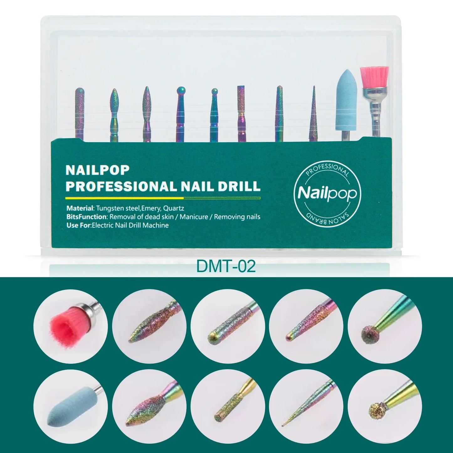 NailPop Nail Drill Bits – Electric Drill Manicure Machine Accessories for Gel Removal & Nail Filing