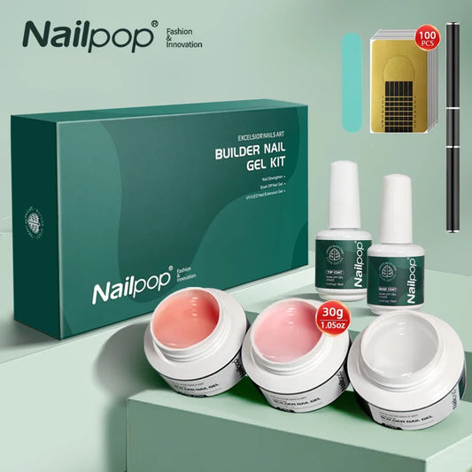 3-color builder nail gel kit clear nude pink 30g – NailPop Elite
