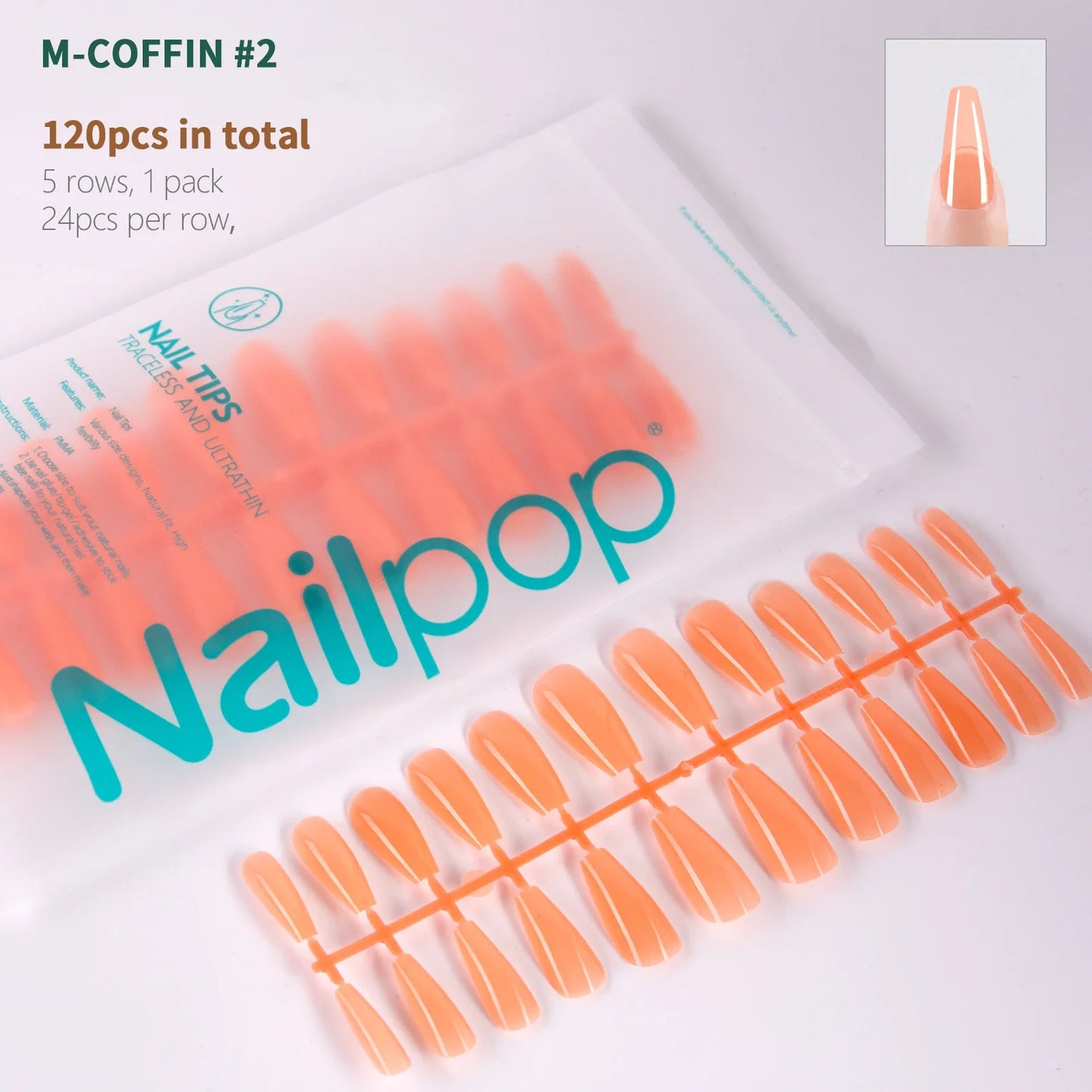 NailPop N64 Artificial Nail Extensions – Nude Soft Gel Coffin, Almond & Square Styles | NailPop Elite