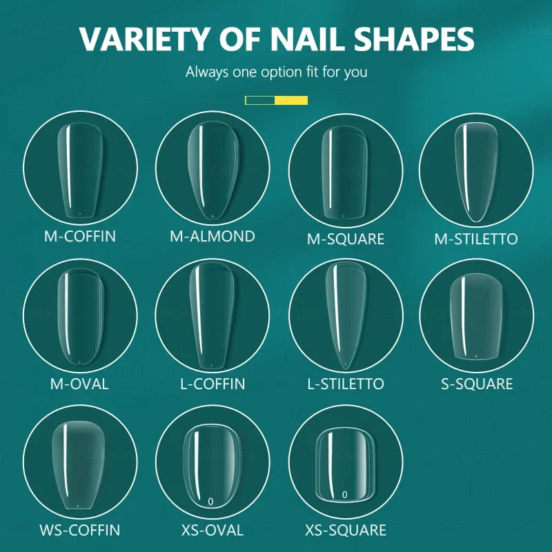 NailPop Transparent False Nails – 120PCS Full Cover Medium & Short Coffin Acrylic Tips | NailPop Elite