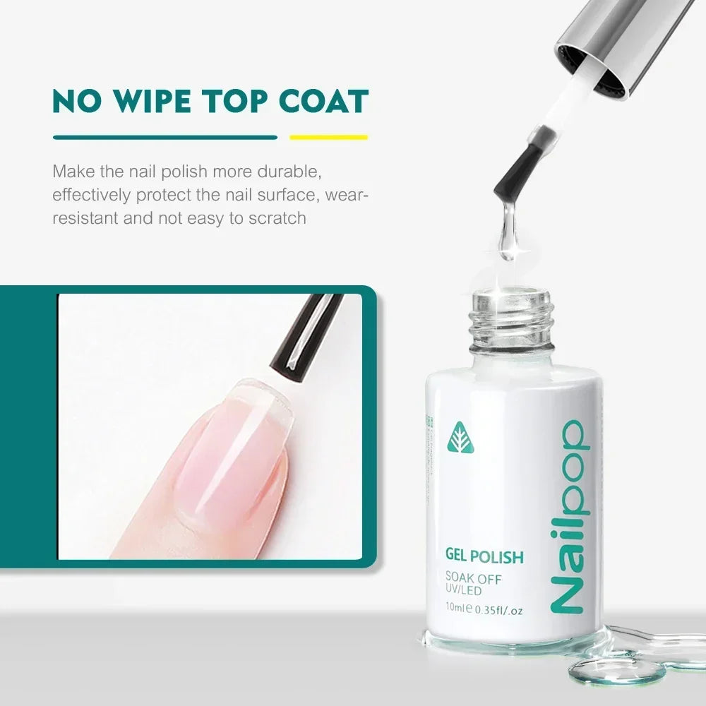 NailPop Rubber Base Gel & Top Coat – 10ml Soak-Off UV/LED Gel | NailPop Elite