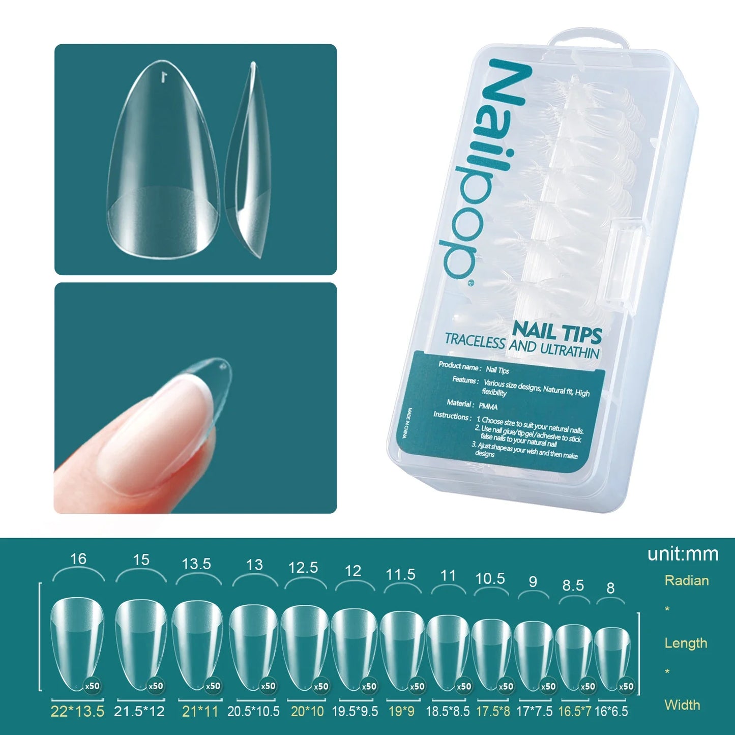 NailPop 600PCS Soft Gel Tips – Short & Medium Length Acrylic Material Artificial Nail Capsules | NailPop Elite