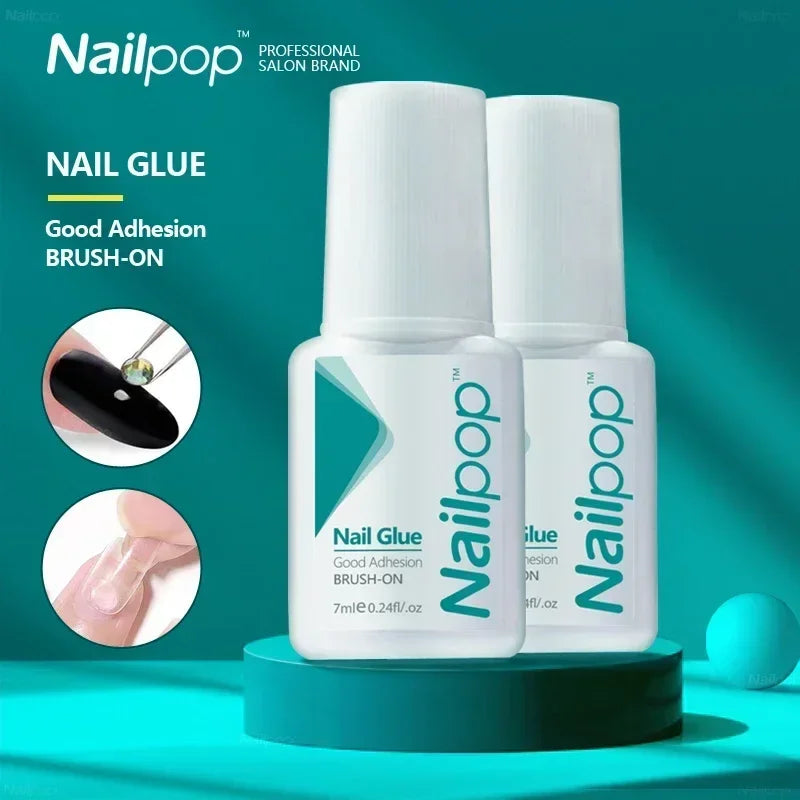 NailPop Nail Glue for False Tips – Glitter Acrylic Nail Adhesive with Brush | NailPop Elite