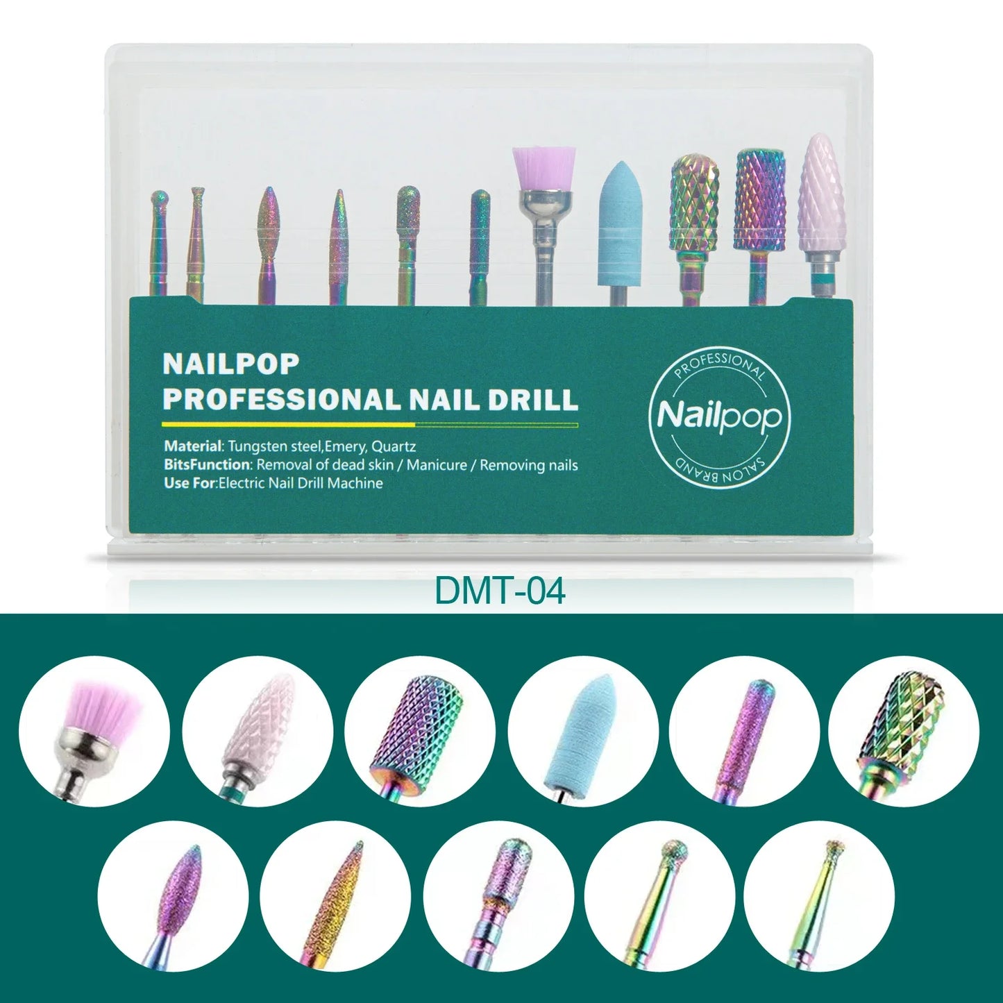 NailPop Nail Drill Bits – Electric Drill Manicure Machine Accessories for Gel Removal & Nail Filing