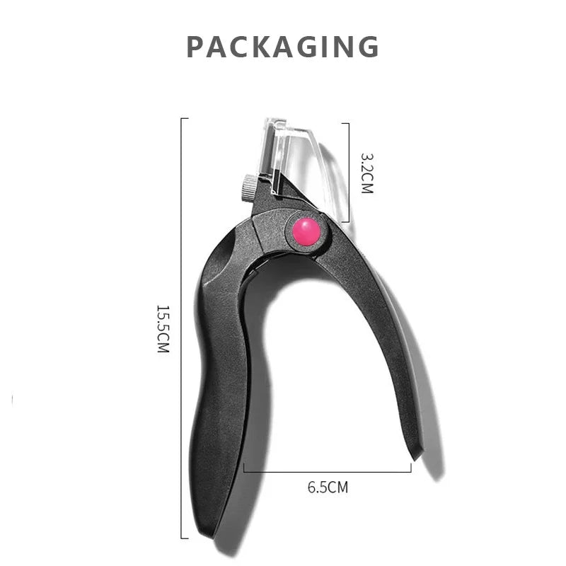 NailPop Acrylic Nail Clippers – Black Professional Dial Stainless Steel Blade for Fake Nail Trimming