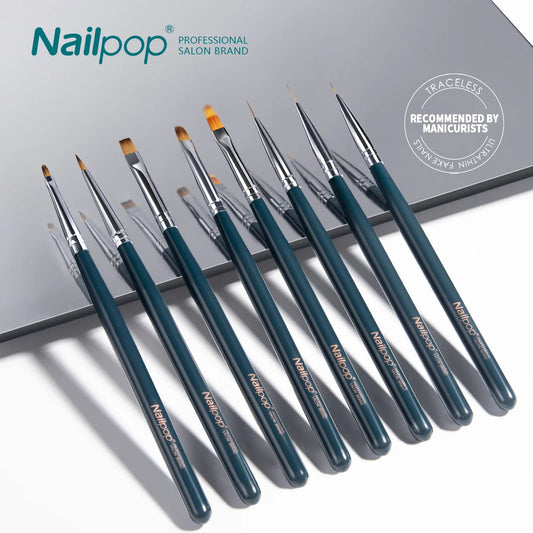 NailPop Nail Art Brush with Wood Handle – Gel Builder & Drawing Tools | NailPop Elite