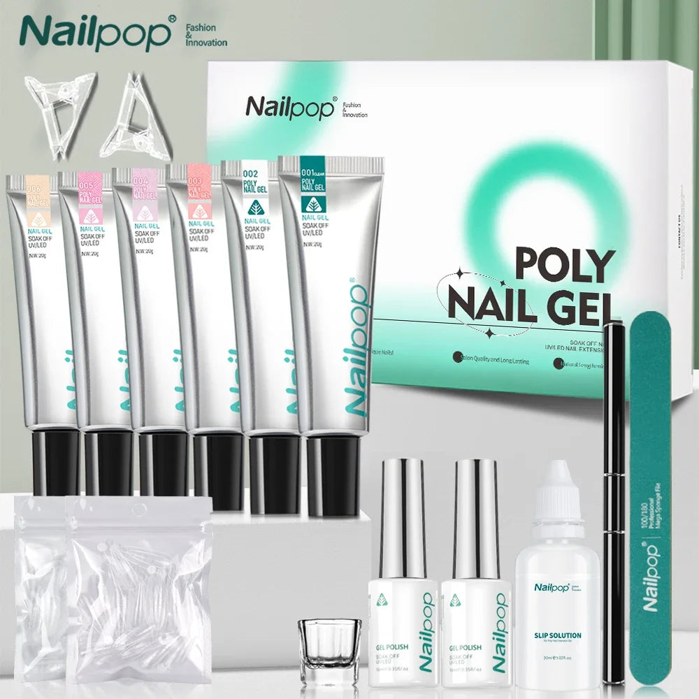 NailPop Poly Nail Extension Gel Kit – 6 Colors for Perfect Nails | NailPop Elite