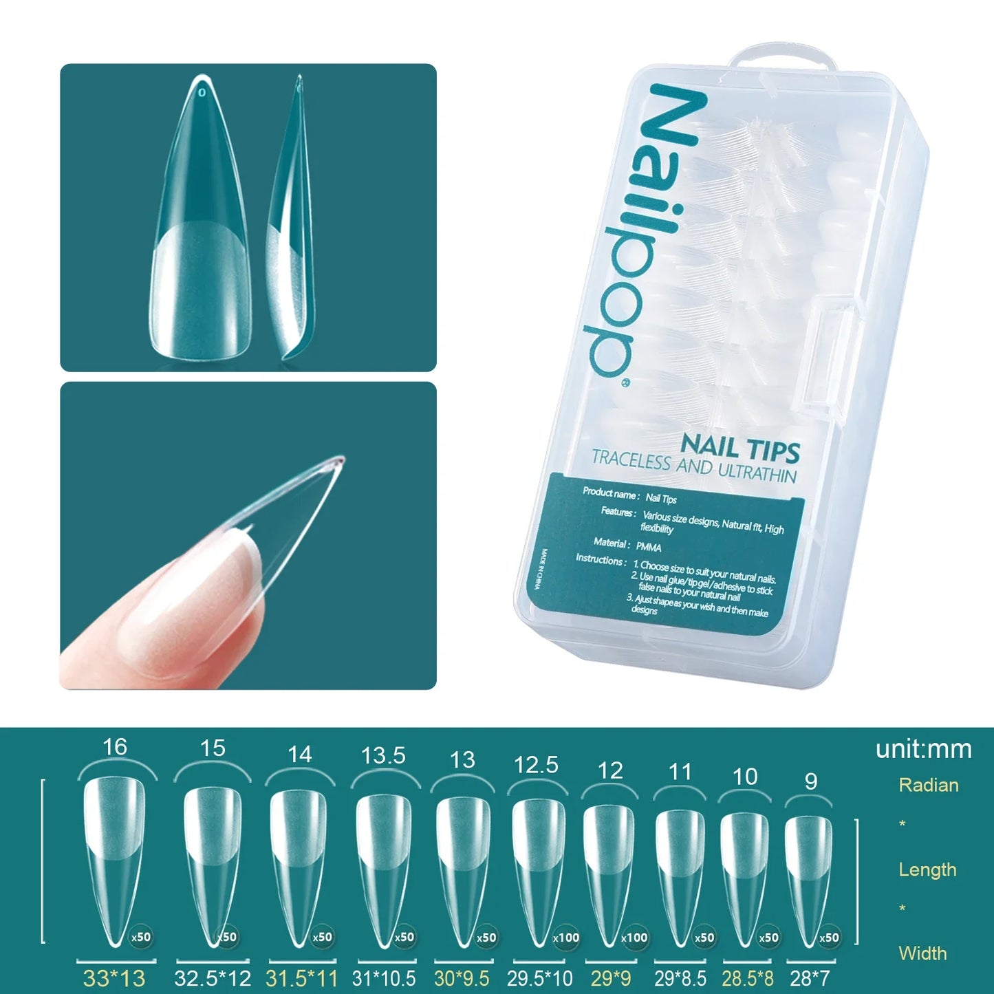 NailPop 600PCS Soft Gel Tips – Short & Medium Length Acrylic Material Artificial Nail Capsules | NailPop Elite