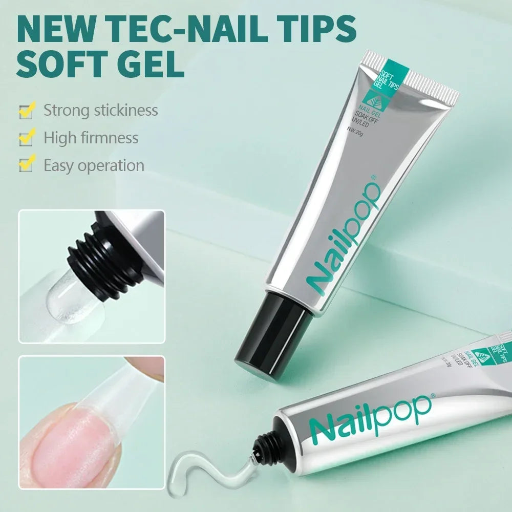 NailPop Nail Tips and Glue Gel Kit – Fast Nail Extension Set with UV Lamp | NailPop Elite